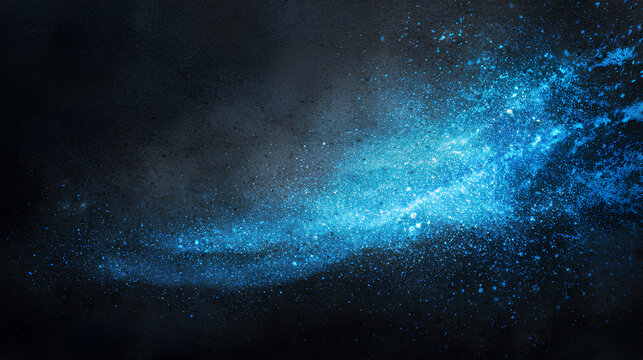 Light blue glowing shape on grainy textured grunge dark backdrop, abstract dark banner, dynamic noise texture poster background Stock Illustration