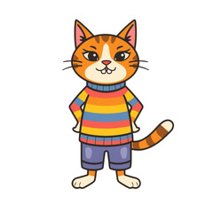 cartoon cat in casual clothes