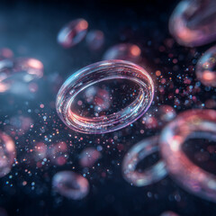 Abstract 3D pulsing quantum rings with neon particles