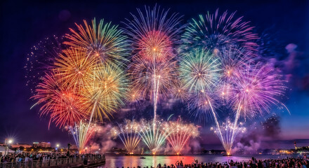 A fireworks over the city.