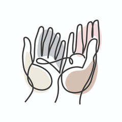 Obraz premium Hands Praying one line drawing. Hands Praying single line illustration. Hands Praying minimalist line art. Hands Praying vector art