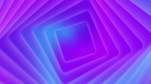 Abstract Geometric Tunnel Background with Neon Purple and Blue Gradient Flowing Waves and Smooth