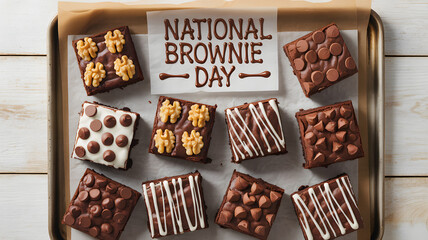 Assortment of delicious brownies for national brownie day