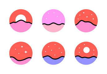 Cute Donut Icons Pastel Dessert Set