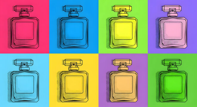 Pop Art Perfume Bottles: Vibrant Color Palette