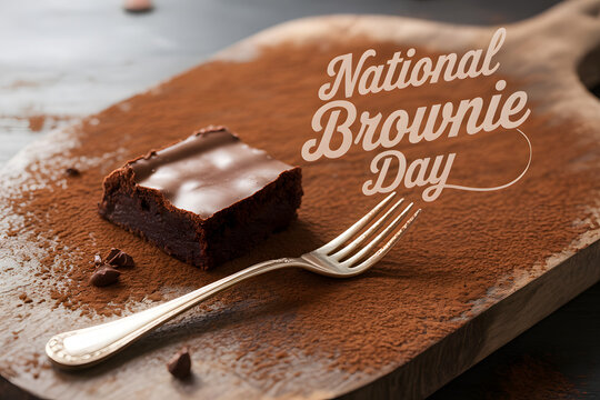 National brownie day celebration with a delicious chocolate brownie and fork