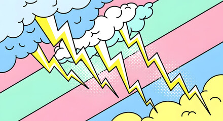Pastel Lightning Storm Pop Art
