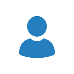 Blue Silhouette Profile Icon Simple User Avatar Placeholder Graphic Design Element