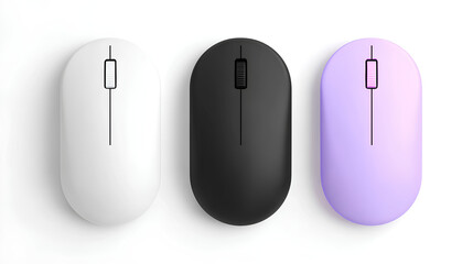 Set of white, black, white and purple mouse 3d cursor pointer isolated on white background Stock Illustration