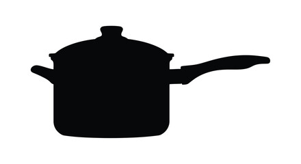 Obraz premium Black Silhouette Cooking Pot with Lid and Side Handle Vector