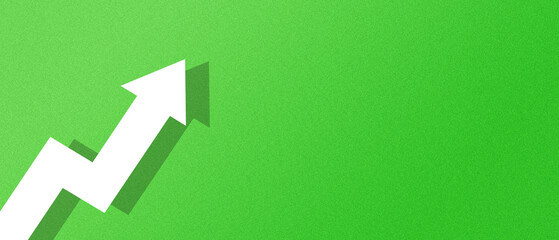 white paper arrow on green background symbolized business development and growth concept