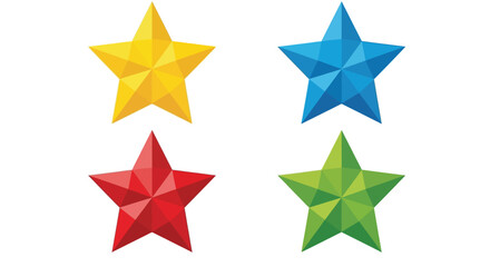 Obraz premium Four brightly colored stars in red yellow blue and green