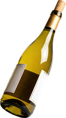 Realistic White Wine Bottle Cutout Photo with Transparent Background