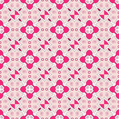 Seamless Decorative Pink Floral Swirl Pattern