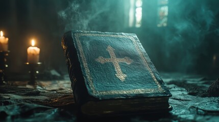 Close-up of an open Holy Bible with visible text on the pages and a soft natural light illuminating the scripture
