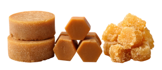 Variety of natural sugars and sweeteners isolated on transparent background