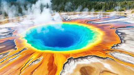 Majesty of Grand Prismatic Spring A rainbow of geothermal artistry in Yellowstone s heart aerial