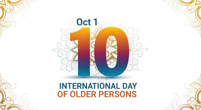 International day of older persons october 1st celebration with colorful number 10 and abstract background