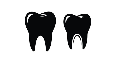 Two black and white illustrations depicting human teeth with distinct shapes