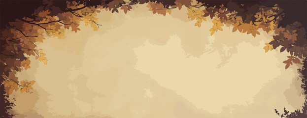 가을 숲의 나뭇잎 프레임, 부드러운 빛과 따뜻한 색감의 자연 배경