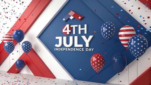 4th of july independence day celebration with patriotic balloons