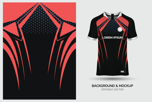 Aggressive Black and Red Wing Motif Esports Jersey Design with Halftone Dots