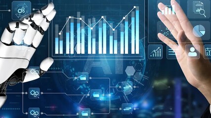 AI-generated interface showing seamless data integration from cloud and database into automated analytics dashboard for business insights and performance monitoring Marrow - Powered by Adobe