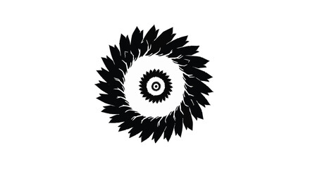 Fototapeta premium Intricate black abstract circular pattern with a radial symmetry on a white background.