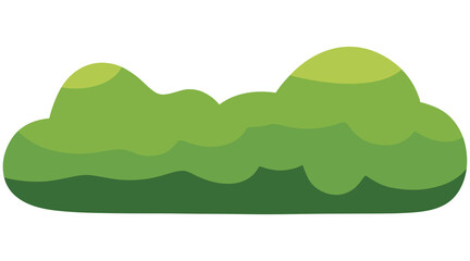 Low and Long Green Hedge Bush Cartoon - Simple Horizontal Garden Border