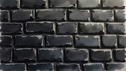 Obraz premium Textured wall showcases a repeating pattern of stylized brickwork, with irregular borders creating visual interest across a muted palette of grayscale tones, displaying shadow and light interplay.