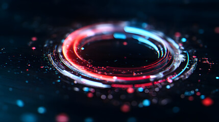 Abstract Digital Circle: A mesmerizing digital visualization, featuring a vibrant, glowing circular design, interwoven with a multitude of dynamic particles.