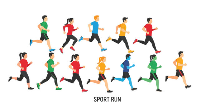 Diverse group of people actively running a race or marathon together