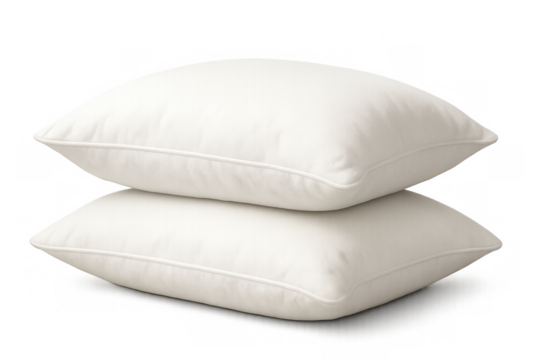 White pillows stacking, soft comfort for sleeping and bedding, isolated on transparent background