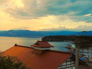 夕暮れの小樽祝津の風景