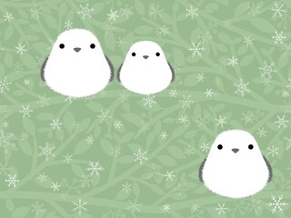 シマエナガのシームレスパターン　A-1