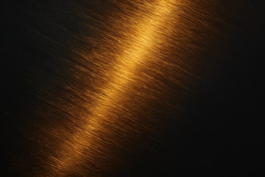 Brushed copper metal texture with golden light reflections, sleek surface design, dark metallic backdrop for luxury interior and modern decor projects