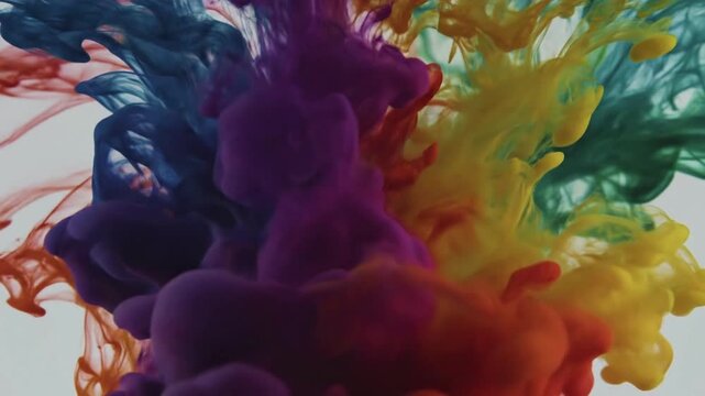 Abstract journey through a micro universe of dissolving inks, revealing stunning patterns and textures with rich saturation. Evolving, intricate, deep focus, vibrant