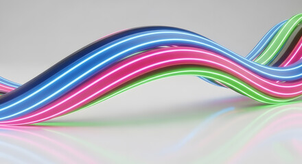 Vibrant Neon Waves: Abstract Light Art