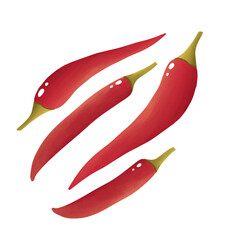 Spicy Food Ingredient: Floating Chili Peppers Illustration