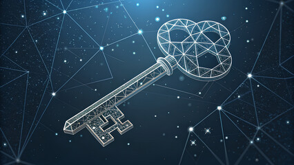 Digital key symbolizes security in web3 and decentralized applications, unlocking new possibilities in technology and innovation