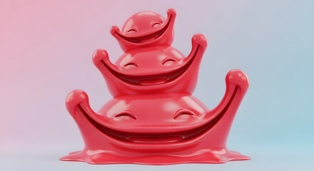 Smiling Stack: Abstract 3D Render of Joyful Forms