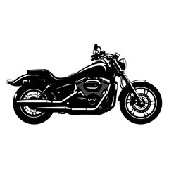 Obraz premium Clean Black Motorcycle Illustration Side View Classic Design Simple Graphic