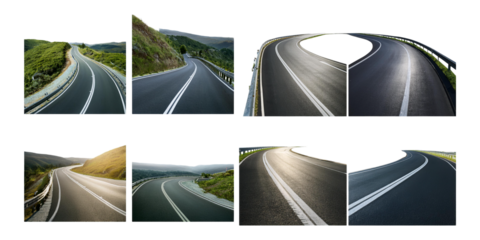 Road, winding highway, png collection isolated on transparent background