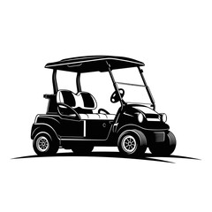 Obraz premium Clean Golf Cart Vector Illustration Side View with Transparent Background Element