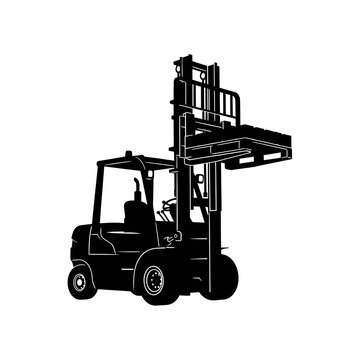 Functional Silhouette of Forklifter Industrial Machinery Warehouse Operations Icon