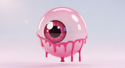 Pink Candy Eyeball: Sweet and Spooky 3D Render