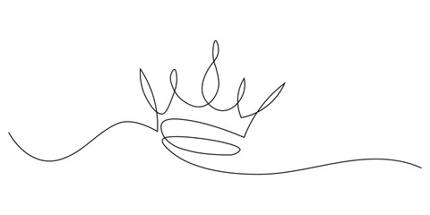 Continuous One Line Drawing of Crown icon vector. royal crown symbol. vector illustration.