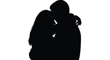 Abstract geometric shapes and lines in a dynamic composition with a silhouette element