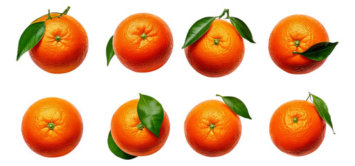 Fresh Oranges with Leaves Arranged on Black Background, Isolated on Transparent, white background