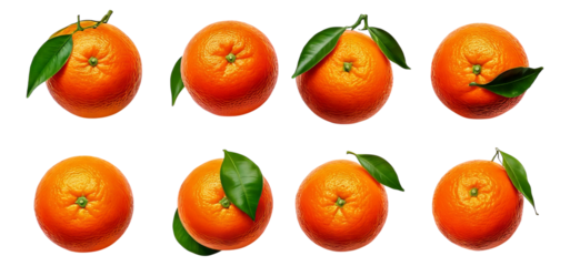 Fresh Oranges with Leaves Arranged on Black Background, Isolated on Transparent, white background